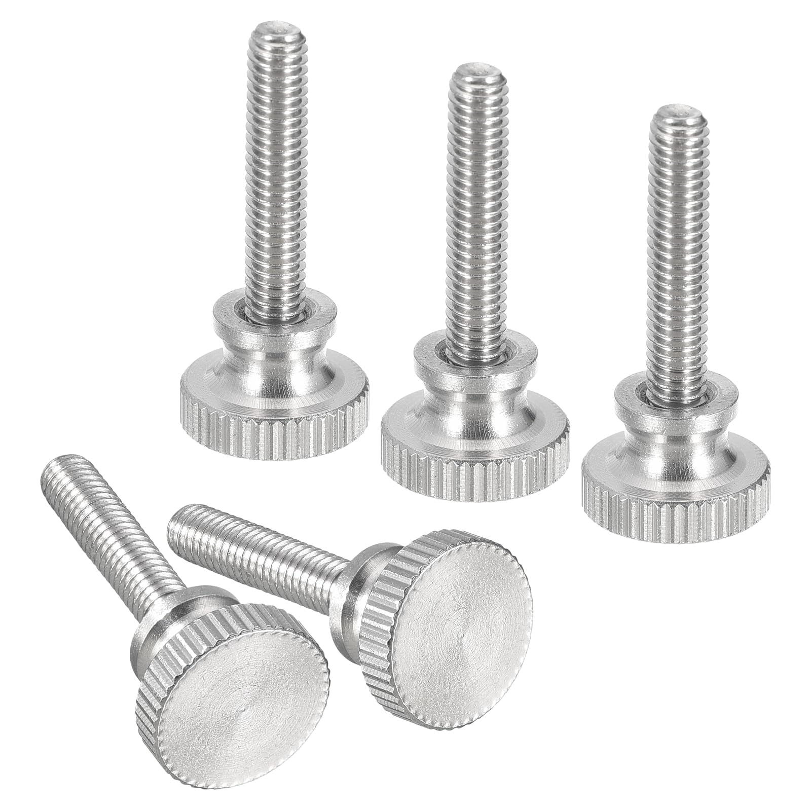 TA-VIGOR 5pcs M4x20mm Knurled Thumb Screws Bolts, 304 Stainless Steel Flat Head Knurled Thumbscrew with Shoulder Grip Knob Fasteners for Home, Server Panels, 3D Printers, Machinery & DIY