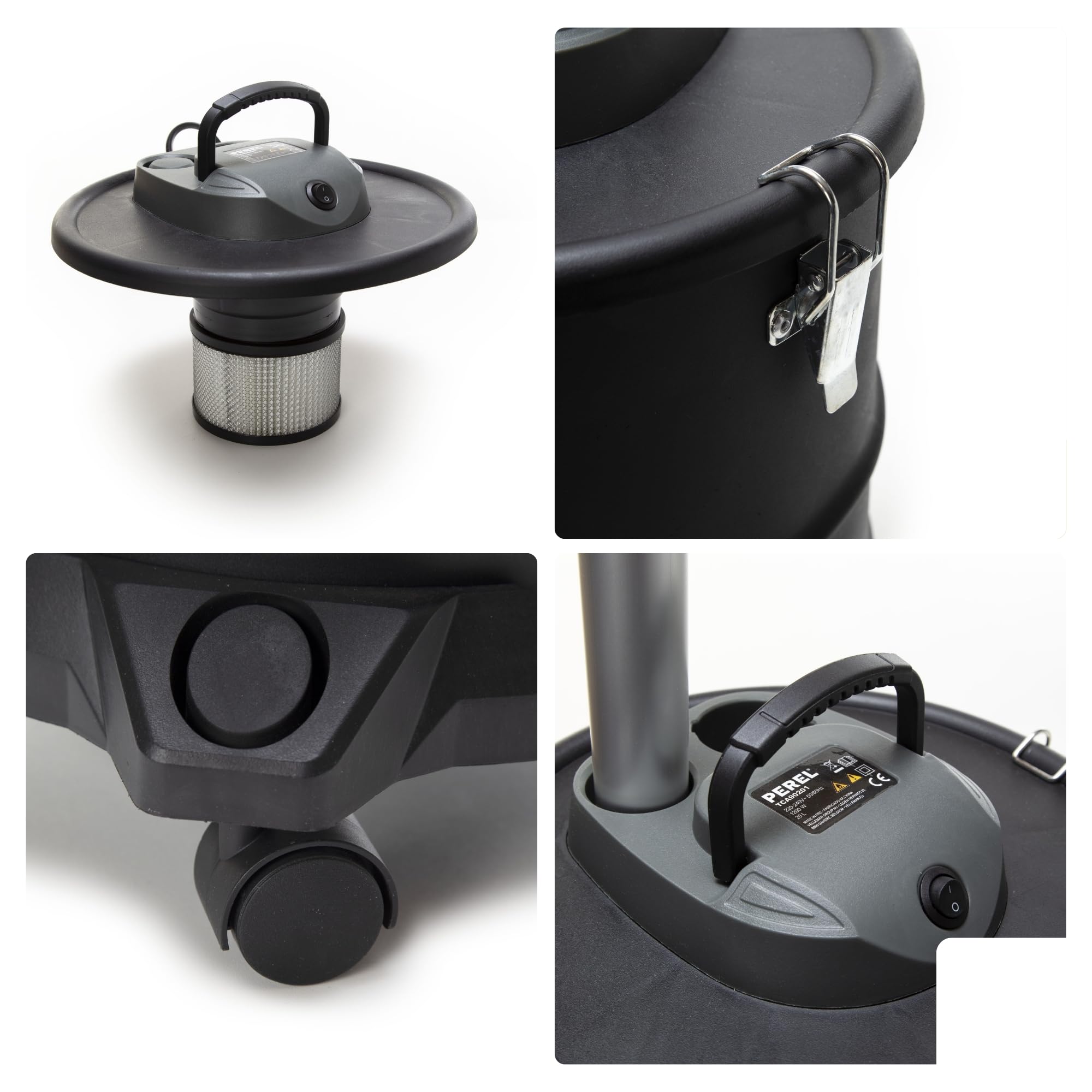 Perel Aspiracenere 1200 W, 20 L, filtro HEPA, funzione soffiante, base con ruote, per cenere fredda, camino, stufa, barbecue