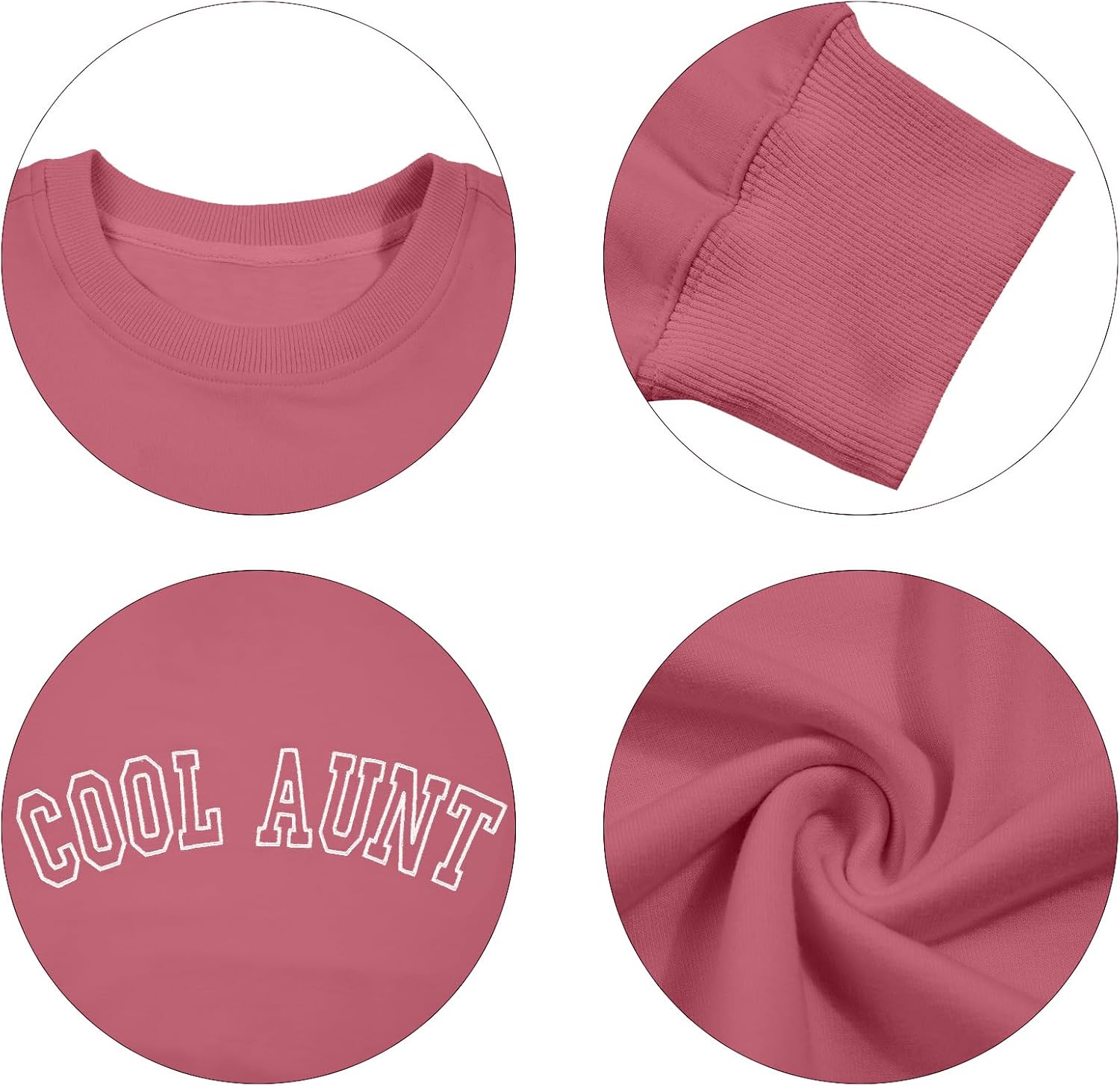 Women Cool Aunts Sweatshirt Auntie Letter Print Oversized Pullover Tops Embroidered Long Sleeve Lightweight Shirt - Image 7