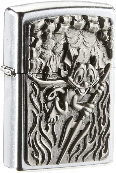 Zippo Briquet tempête – Design Wolf and Moon – Chrome brossé – Emblème – Rechargeable – Réutilisable – Design Coupe-Vent – Boîte Cadeau – Fabriqué aux États-Unis - 4