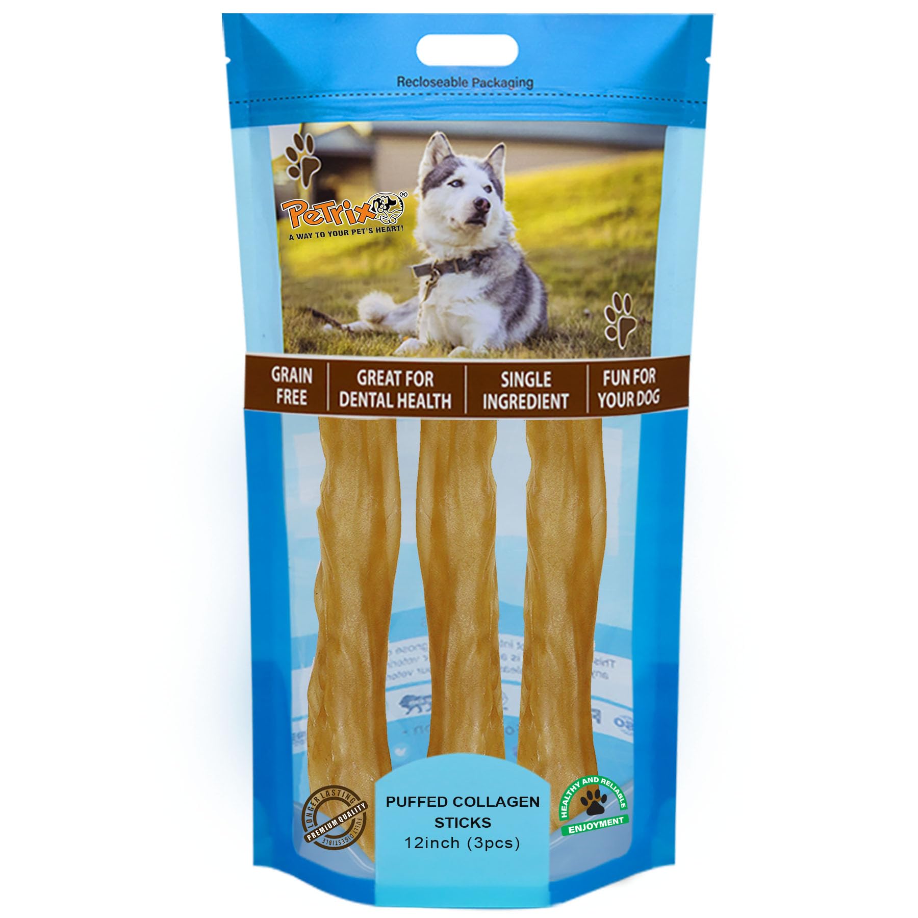 Petrix Puffed Collagen Sticks 12 inch Dog Chew Sticks Treats- 3 Pcs, Single Ingredient, Low Odor & Long Lasting Alternative to Rawhide, High Protein Treats w/Chondroitin & Glucosamine (B0CGTVDHHQ) Amazon Price History, Amazon Price Tracker