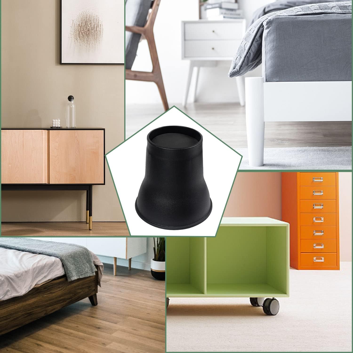 MYMULIKE Bed Risers 6 Inch, 6 Pack Heavy Duty Bed Furniture Risers, Lift Up to 2200lbs Round Couch Risers for Sofas, Couches, TV Stands and Chairs