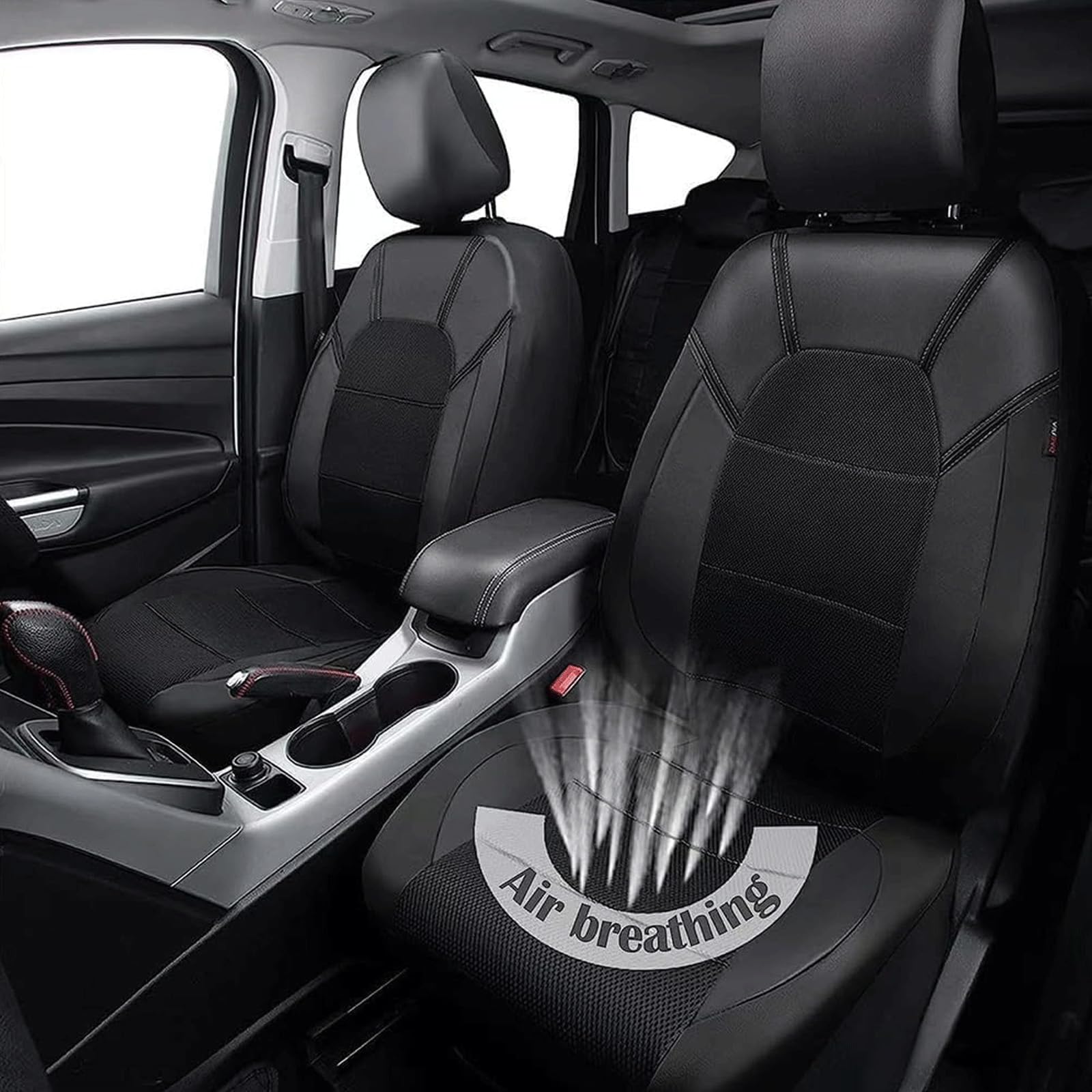 Auto Coprisedili per VW Tiguan (5N) 1st Gen 2009 2010 2011 2012 2013 2014 2015 2016，Copri Sedile Pelle Protezioni Sedile per Anteriori E Posteriori Traspirante Universali Accessori Auto