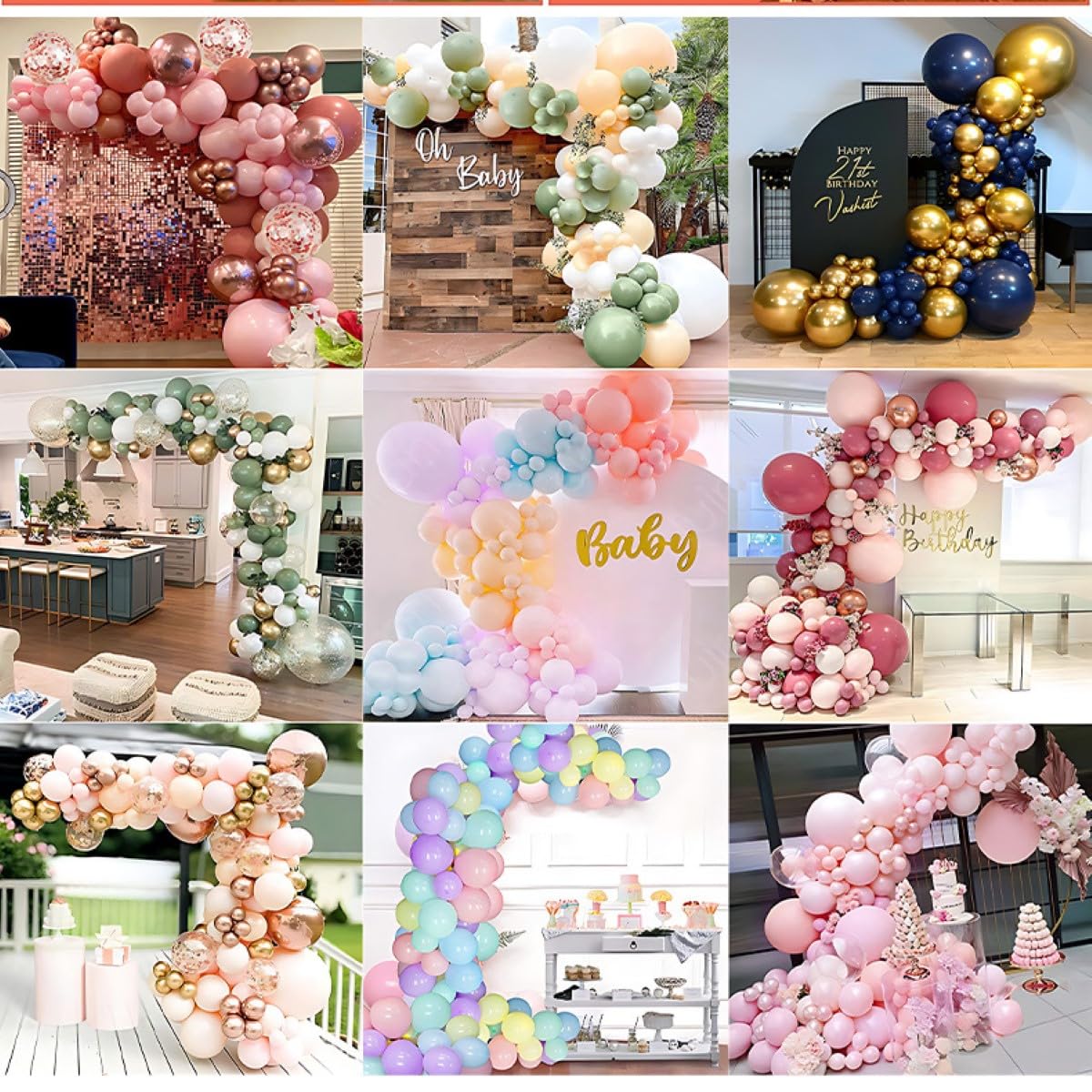 Ballonbogen-Ständer-Set, Partyzubehör, 2,5 m und 1,5 m, halber Bogen-Ballonständer mit Wasserfüllbeutel, frei biegbarer Ballonhalter für Hochzeit, Babyparty, Geburtstag, Party-Dekorationen, Gold
