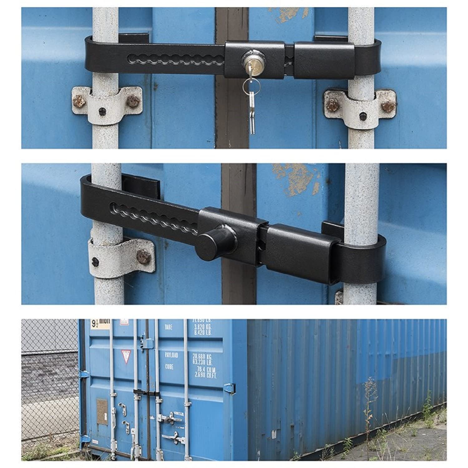 Preiswert&Gut 2x Containerschloss verstellbar von 22 bis 43 cm inkl. 2 Schlüssel - Seecontainer und Frachtcontainer-Schloss 0,7 cm Stahlriegel – Diebstahlschutz für LKW Baucontainer