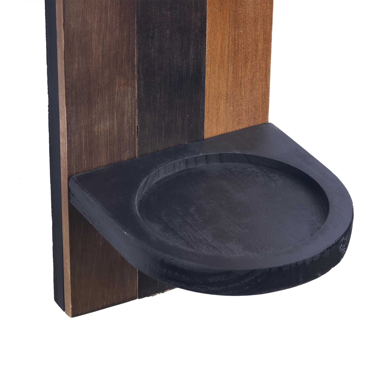 2 Stück Wandkerzenhalter Holz Wand Kerzenhalter Schwarz Holzspleißen Design Wandhalterung Kerzenständer Deko für Kerzen Vintage Wanddeko Wandkerzenhalter