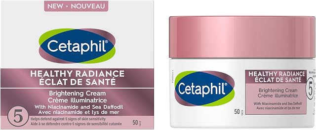 Cetaphil Healthy Radiance Brightening Face Cream for Women, Niacinamide Moisturizer for Dark Spots, Even Skin Tone, Dermatologist Recommended, 50g