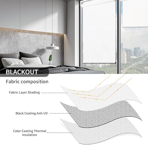 Miniatura 5 de YCUHEN Persianas enrollables sin cordón para oscurecer la habitación, persianas enrolladas con barra de empuje para el hogar y la oficina,