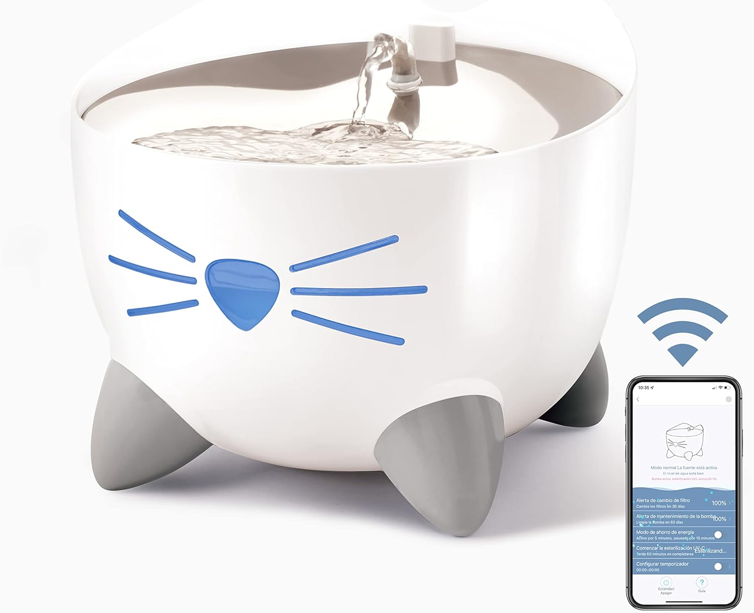 Catit Pixi Bebedero fuente Inteligente para Gatos, 2 l, Blanca