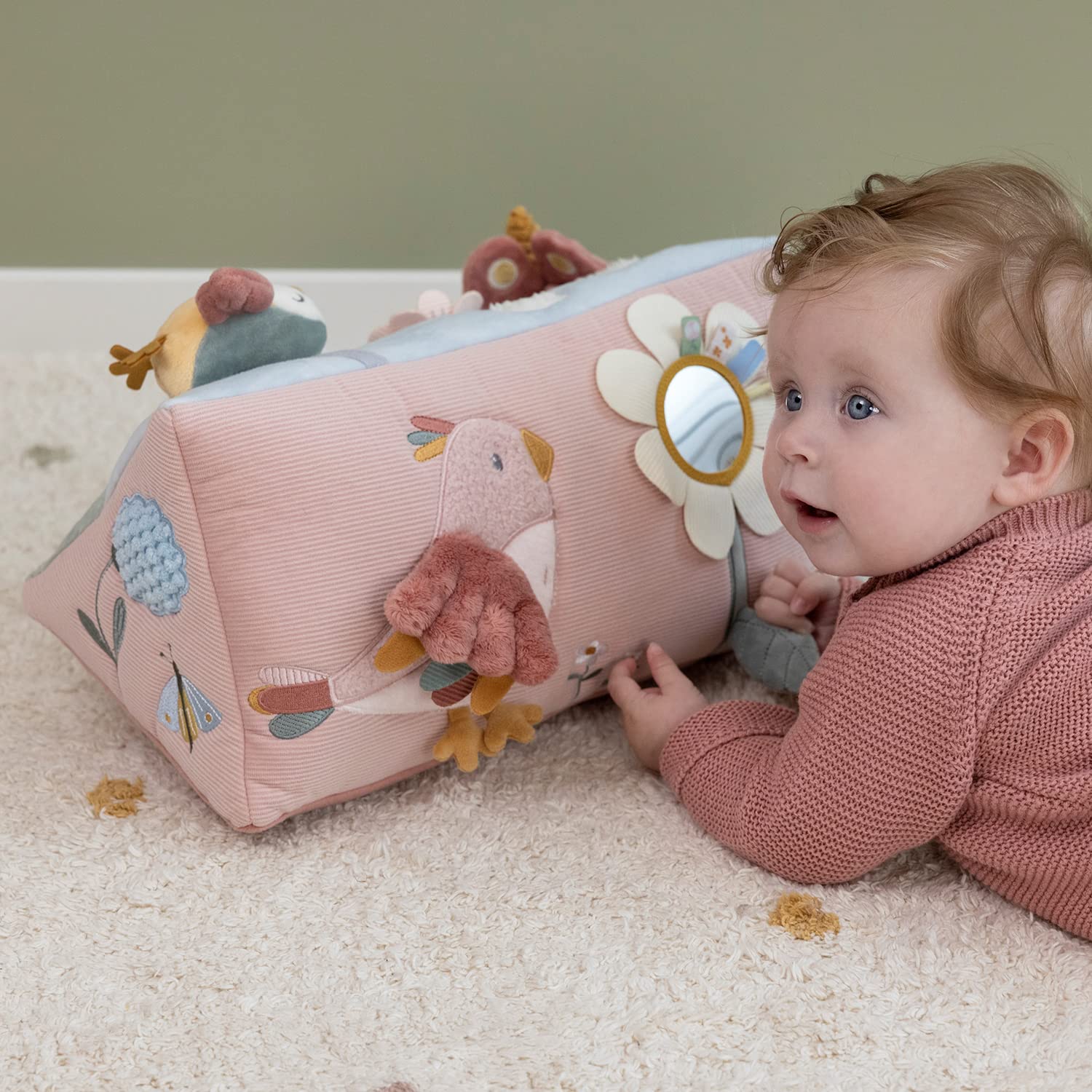 Little Dutch Fühldreieck Activity Spielzeug Stoff Baby rosa - Flowers & Butterflies