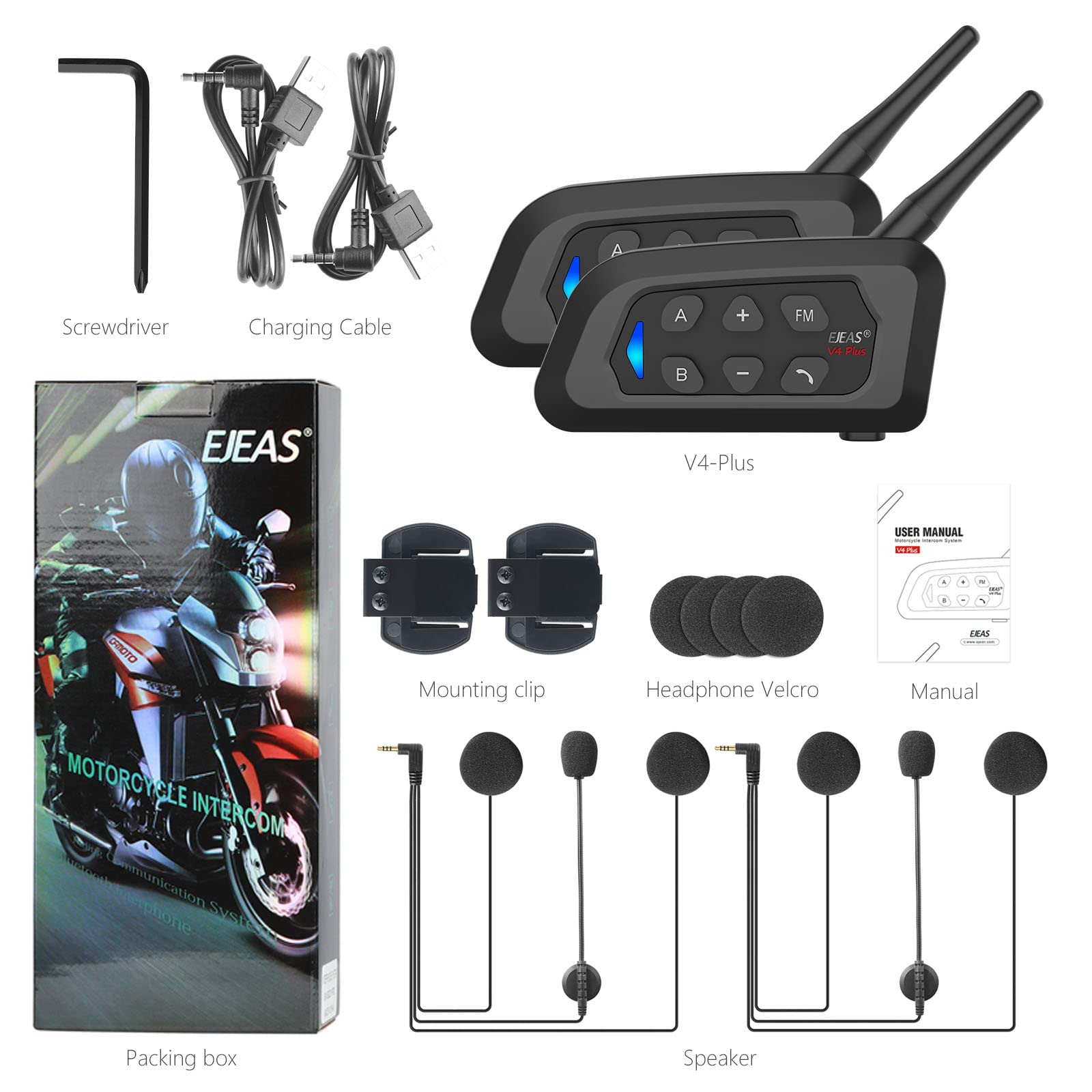 バイク用BlueToothインカム 4台セット WEIMALL（ウェイモール） バイク インカム インターコム 4台セット