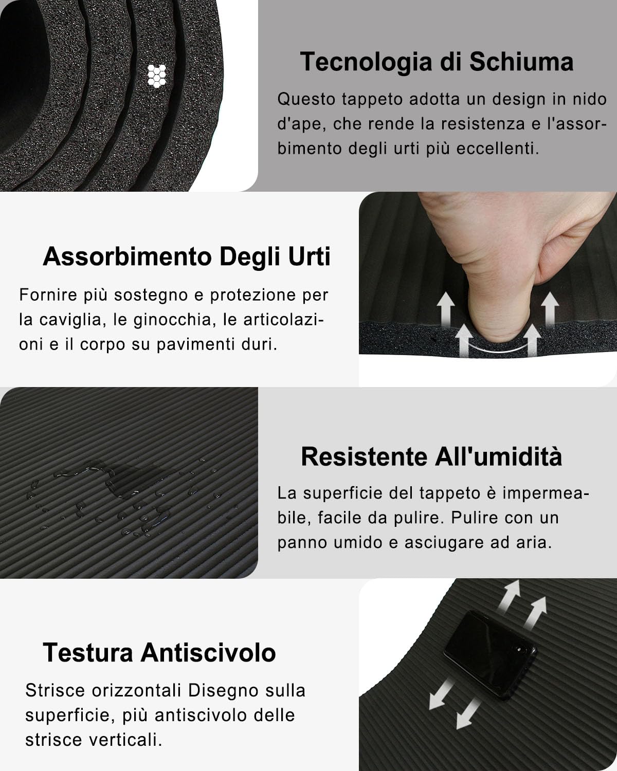 RYTMAT Tappetino Palestra Grande 200x130cm Spesso 15mm/10mm NBR Tappetino Yoga Mat Antiscivolo Tappetino Fitness Pilates Ginnastica Esercizi Addominali