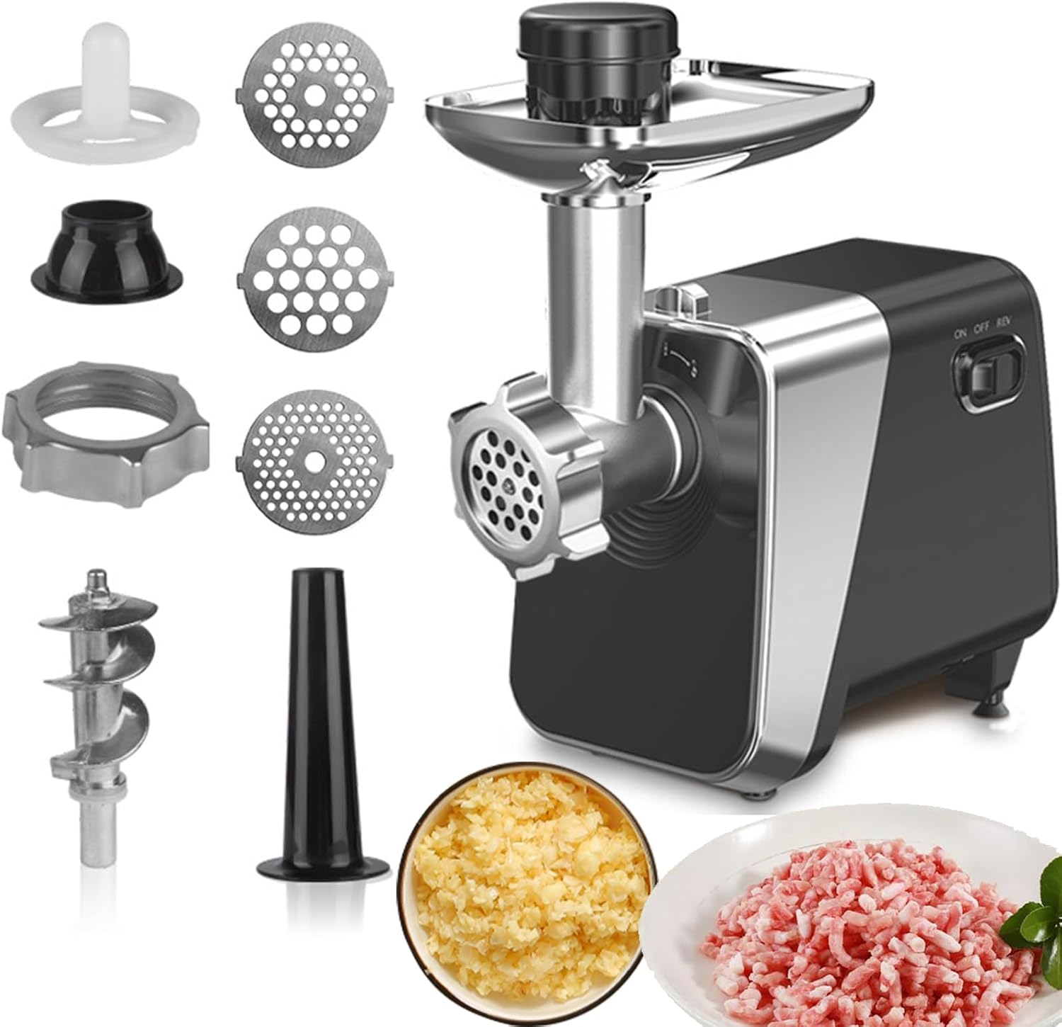 3イン1肉挽き器、1600W電気ミンチ機、3種類のカッティング