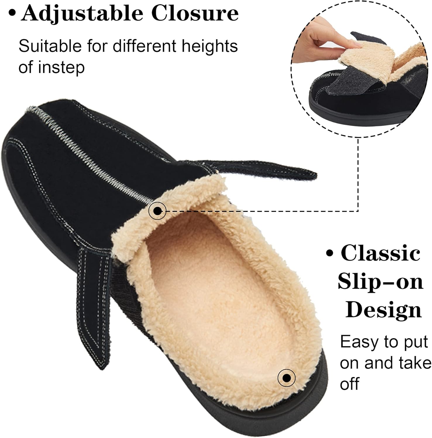 Men's Suede Leather House Slippers Arch Support Non Slip (Size:US 8-US 14.5) - Image 4