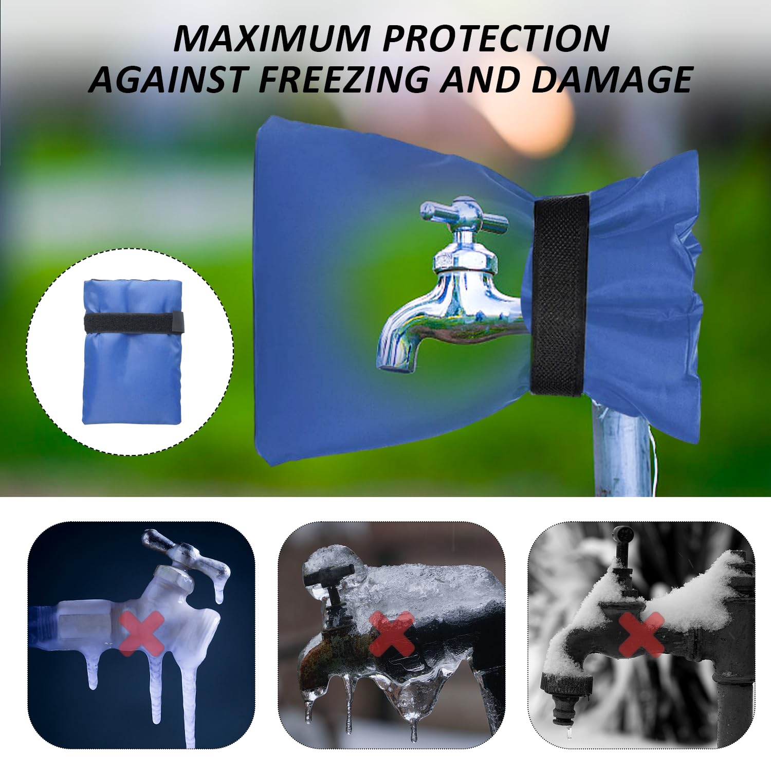 Lot de 2 couvercles de protection pour robinet, couvercle de protection contre le gel pour robinet, couvercle chaud pour robinet, couvercle de robinet extérieur (bleu)