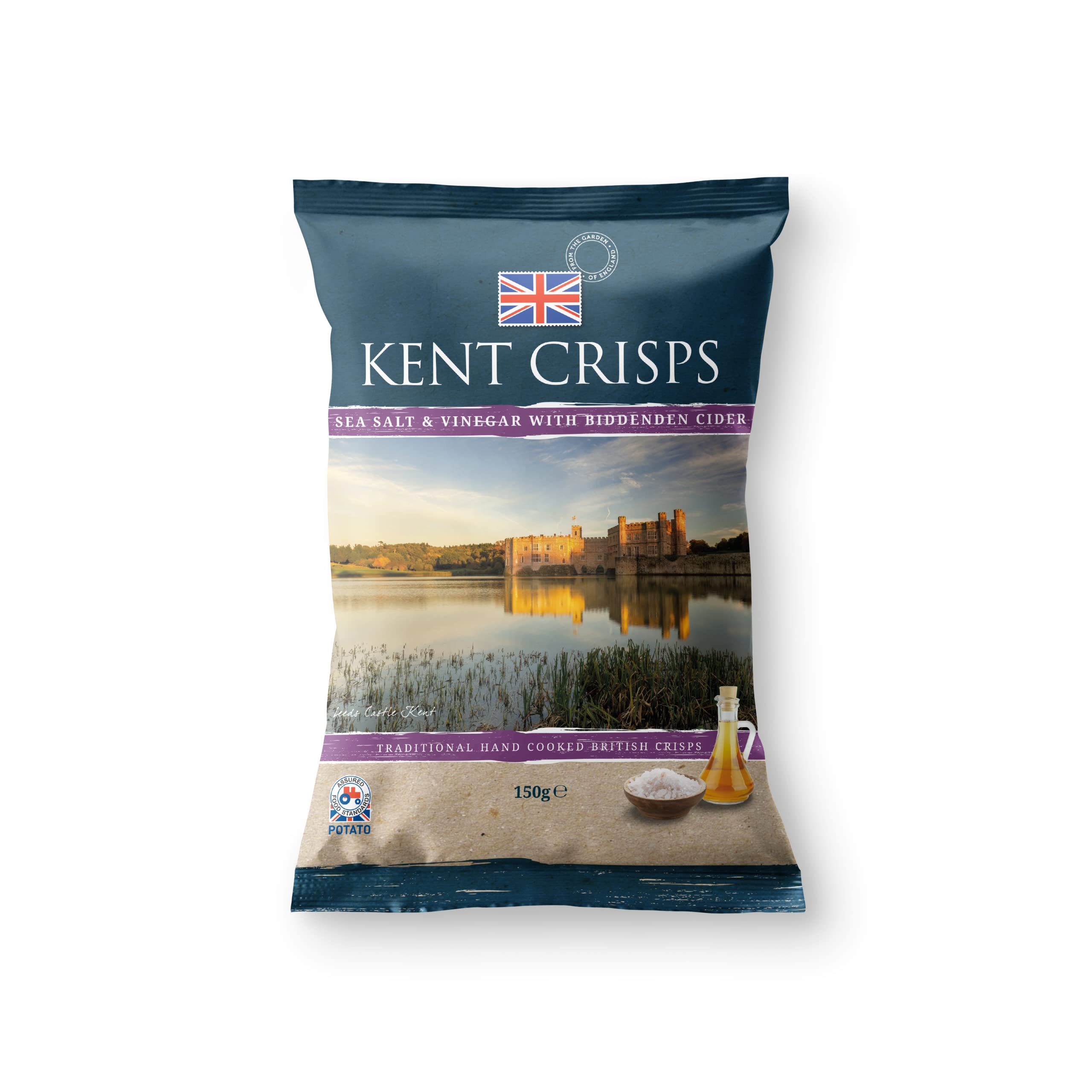 Kent Crisps Sea Salt/Vinegar with Biddenden Cider 150 g (Pack of 10)