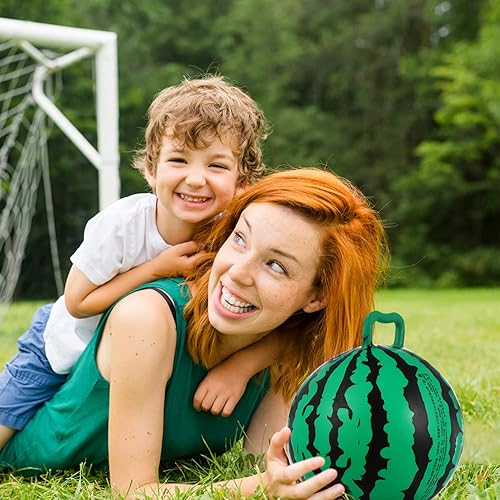 Miniatura 4 de jojofuny - Bola inflable de sandía 3 piezas de bola de PVC de sandía para niños bola de salto animosa con mango para decoración de piscina de fiesta