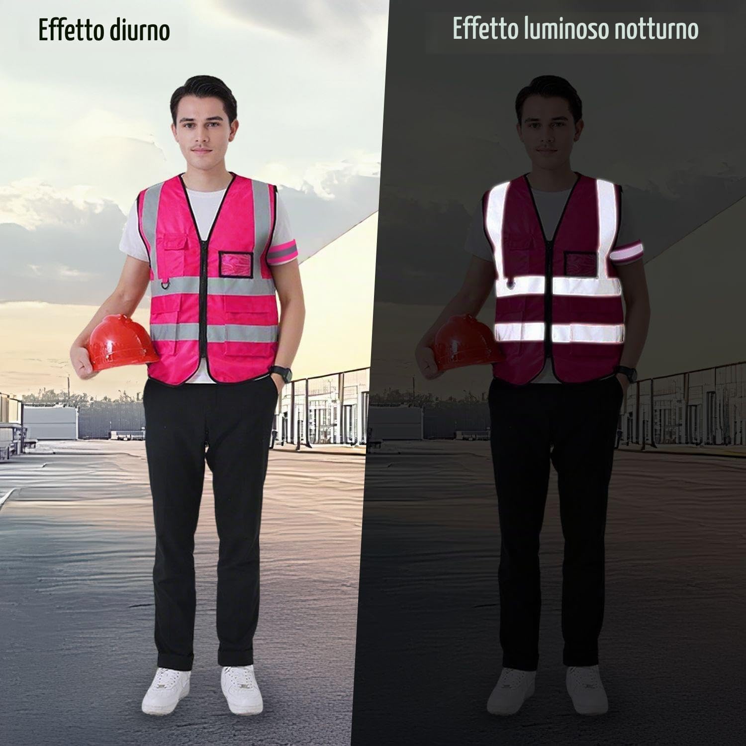 1 Pezzo Di Gilet Riflettente, 1 Paio Di Braccialetti Riflettenti, Classico Gilet Di Avvertimento Di Sicurezza, Giubbotto Di Sicurezza Con Borsa, Decorazione Di Indumenti Rossi Di Rosa