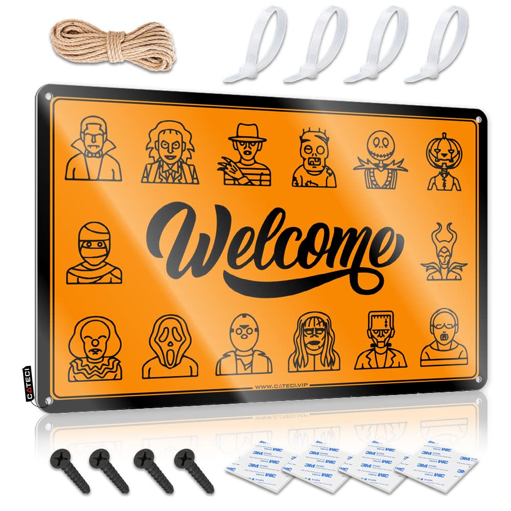 Ibwnbbusn One Color Door Signs For Bedroom Halloween Characters Welcome Tin Sign Man Cave Sign Decor Vintage Metal Tin Sign(30X40cm)