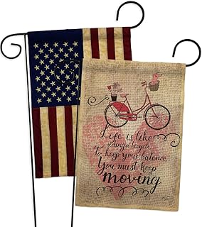Angeleno Heritage Must Keep Moving Burlap Garden Flag Pack Sports Cycling Ride Bicycle Bike Velo Entertainment Activity Physical Vintage Applique House Banner Small Yard Gift Double-Sided, Made In USA