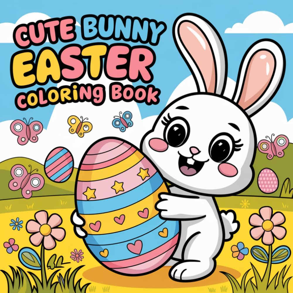 Bunny easter coloring book for kids: 107 Fun and Easy Easter Coloring Pages for Kids Ages 4-8