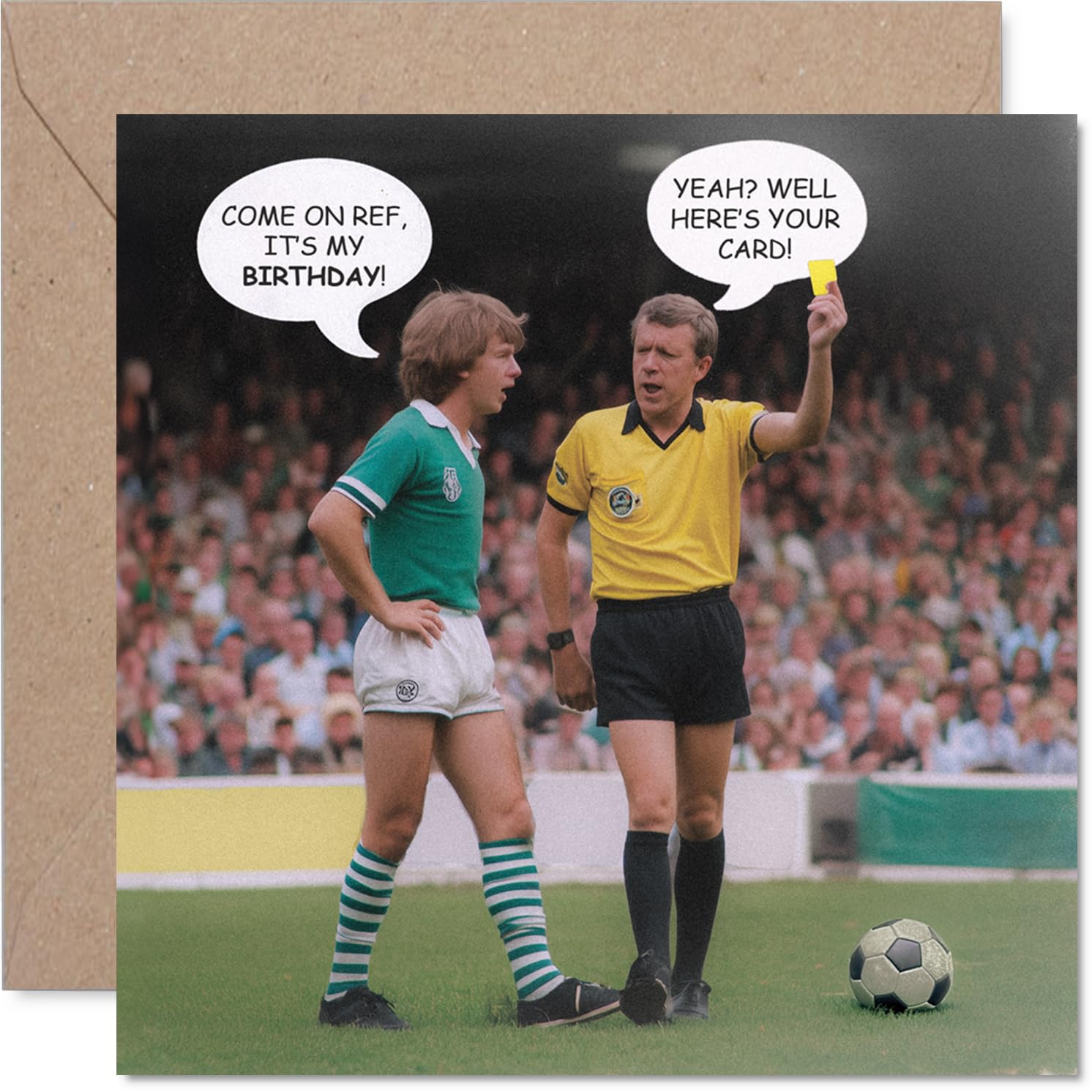 Vintage Football Birthday Card for Men - Referee - Happy Birthday Card for Grandad Dad Brother Son Uncle, 145mm Footy Footie Bday Greeting Cards