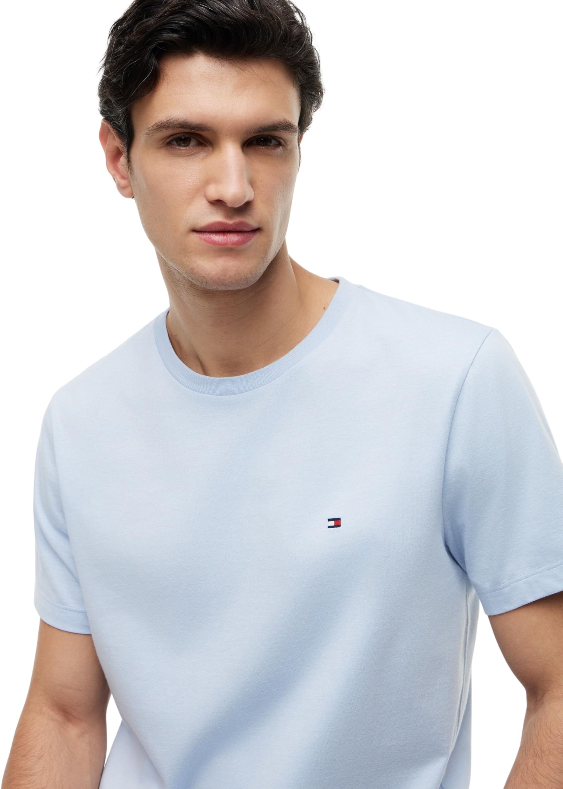 Tommy Hilfiger Męska koszulka ESS SEASONAL REG FIT SOLID TEE MW0MW39995 S/S, niebieska, XL, Niebieski (Breezy Blue), XL