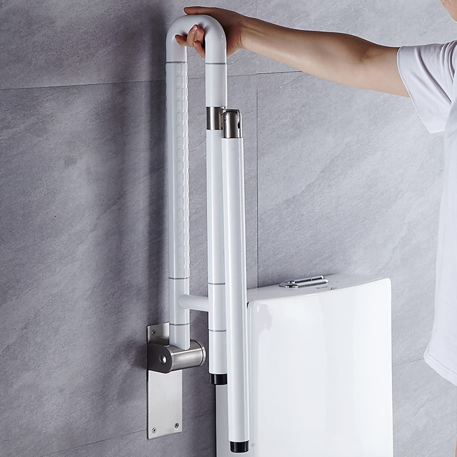Barras De Sujeción,Barra De Agarre Apoyo Barra Abatible para Inodoro Barandilla Ayuda Seguridad Barra de Seguridad para Soporte en el baño(Blanco,70cm)