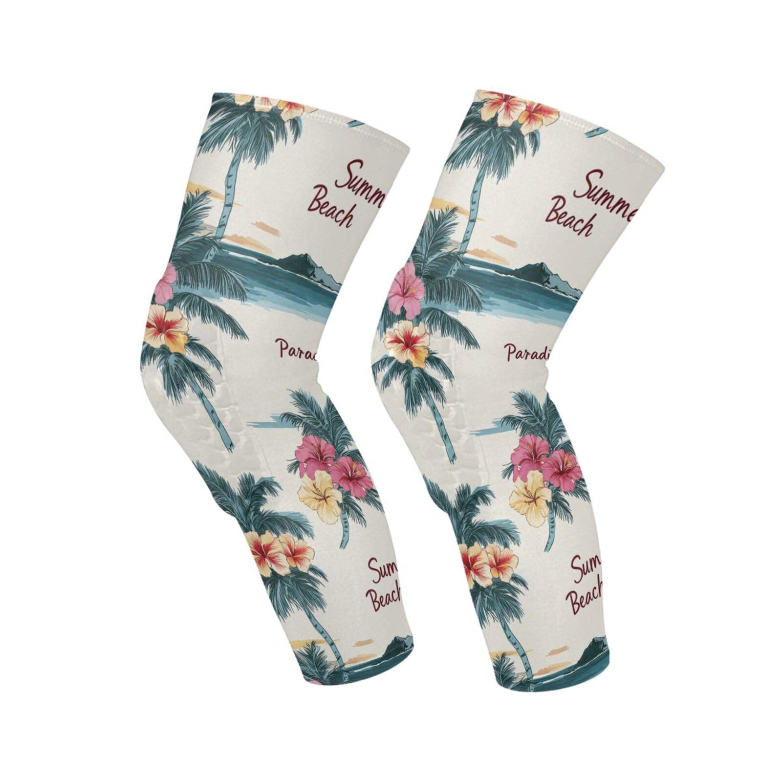 JUNZAN Tropical Palm Trees Basketball Knee Pads for Youth Kids Wrestling Knee Pads with Sleeves Sport Kneepads for Volleyball Football Beige