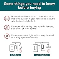 Vista 2 de TREATLIFE Smart Fan Switch, 4 Speed Fan Switch for Ceiling Fan, Neutral Wire Required, 2.4GHz WiFi Smart Ceiling Fan Control Works with Alexa