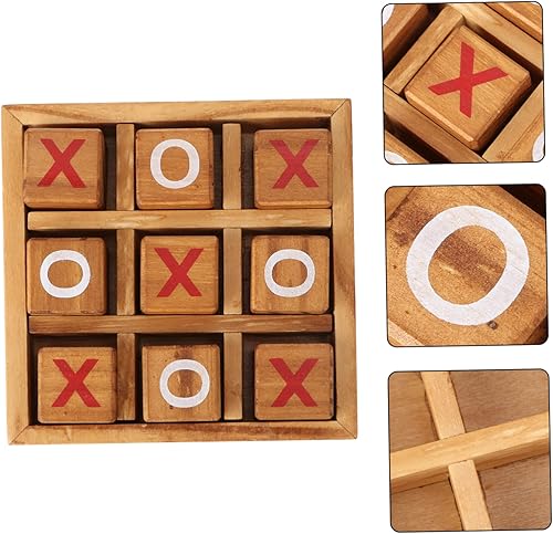 Miniatura 3 de VICASKY 1 Set Xo Chess Wood Game Puzzle Classic Board Toy Tick Tack Toe Coffee Table Wood Math Toys Kids Desktop Games Xo Game Desktop Sports Games