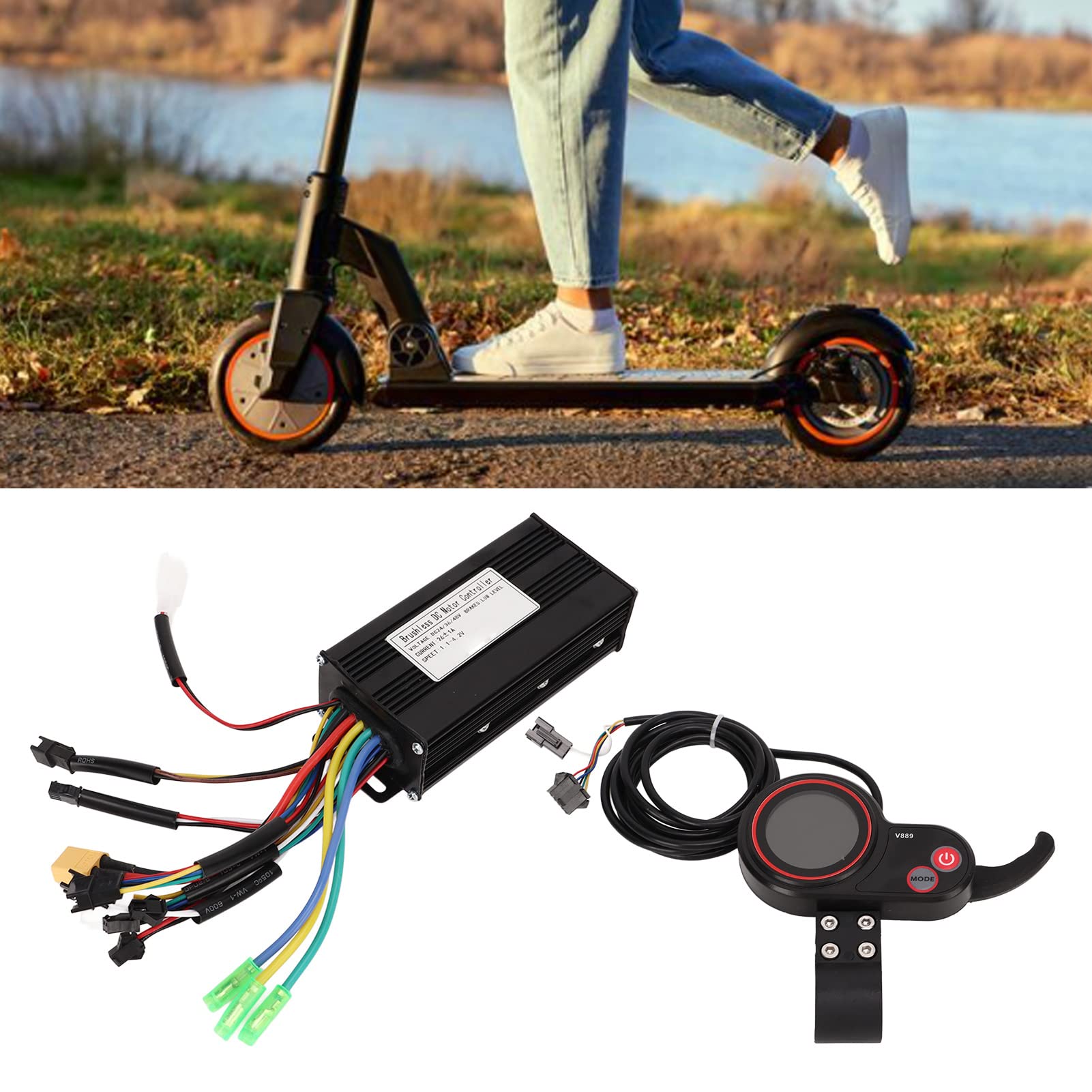 BuyWeek Kit Controller Motore brushless per Scooter Elettrico KUGOO M4, Controller brushless per Scooter Elettrico 24V 36V 48V V889 Set misuratore Display LCD