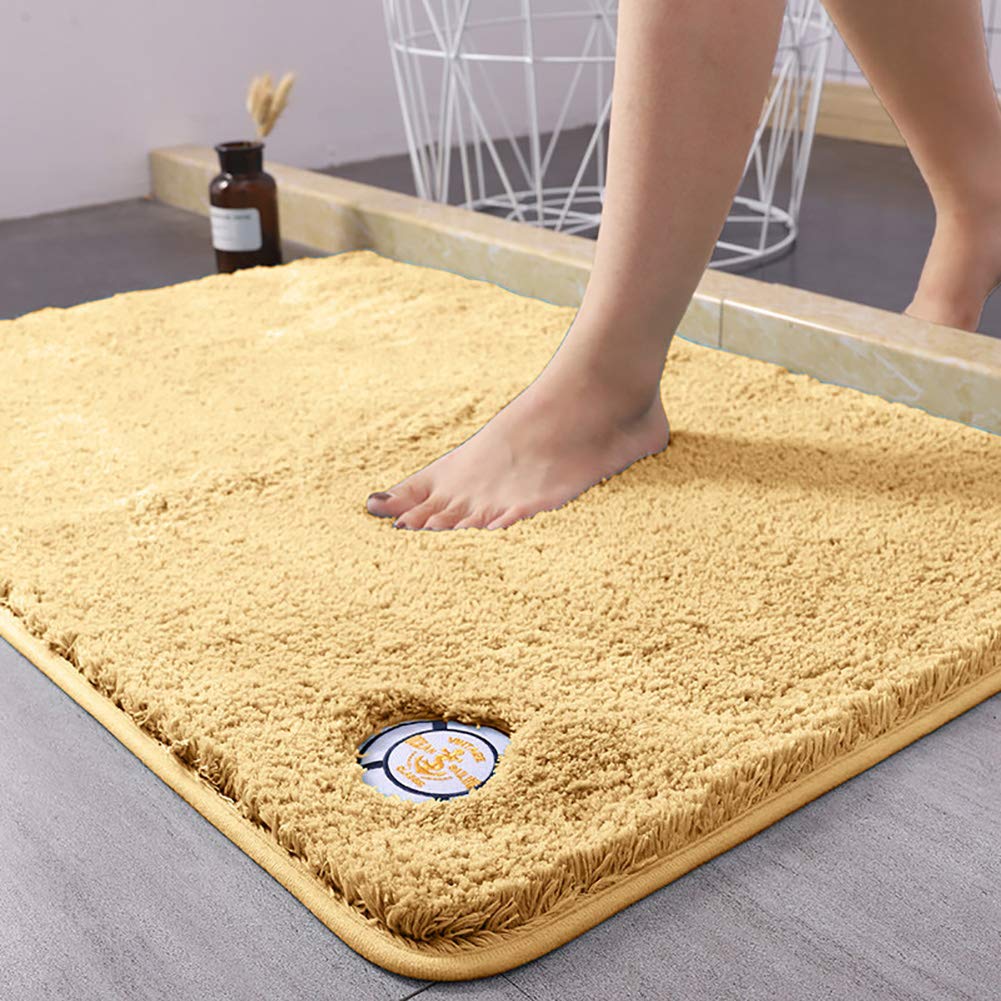 NgFTG Super Cozy Absorbent Bathroom Mat,non Slip Memory Foam Bath Mat,velvety Soft Bathroom Rug Carpet Washable For Kitchen Entry Yellow 40x60cm(16x24inch)