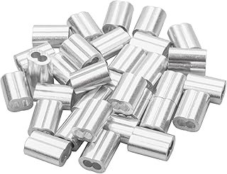 100pcs Aluminum Crimping Loop Sleeve Clips with Double Ferrules, 3mm Aluminum Cable Sleeves Clips Wire Rope Aluminum Sleeves Clip Fittings Cable Crimps Double Holes