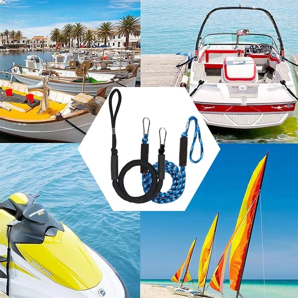 Festmacherleine Boot Bootsanlegestellen, Anlegeseile for Kajaks, Wasserfahrzeuge, SeaDoo, Jetski, Ponton, Kanu, Motorboote, Festmacherzubehör(2pcs Blue Black)