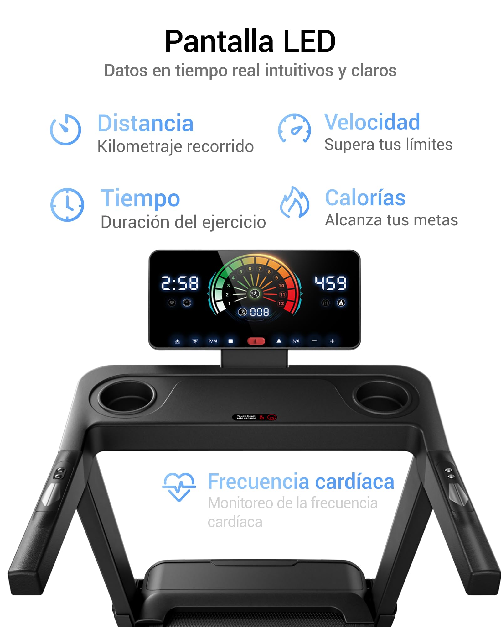 UMAY Cinta de Correr Plegable con Inclinación Automática 20%, 14 KM/H Caminadora Eléctrica con Consola Ajustable en 4 Niveles, 3,5 CV Cinta de Andar con Pantalla LED, hogar y la Oficina 180KG