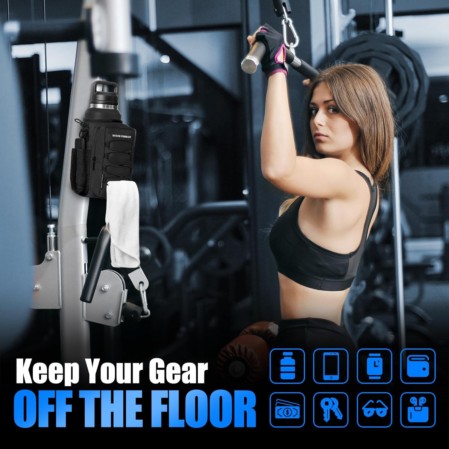 NATURE PIONEOR Magnetic Gym Bag for Men and Women - Magnet Water Bottle Holder Sling Carrier with Crossbody Shoulder Strap,Gym Accessories Pouch,Phone Pockets for Sports,Walking,Travel,Workout - Image 3