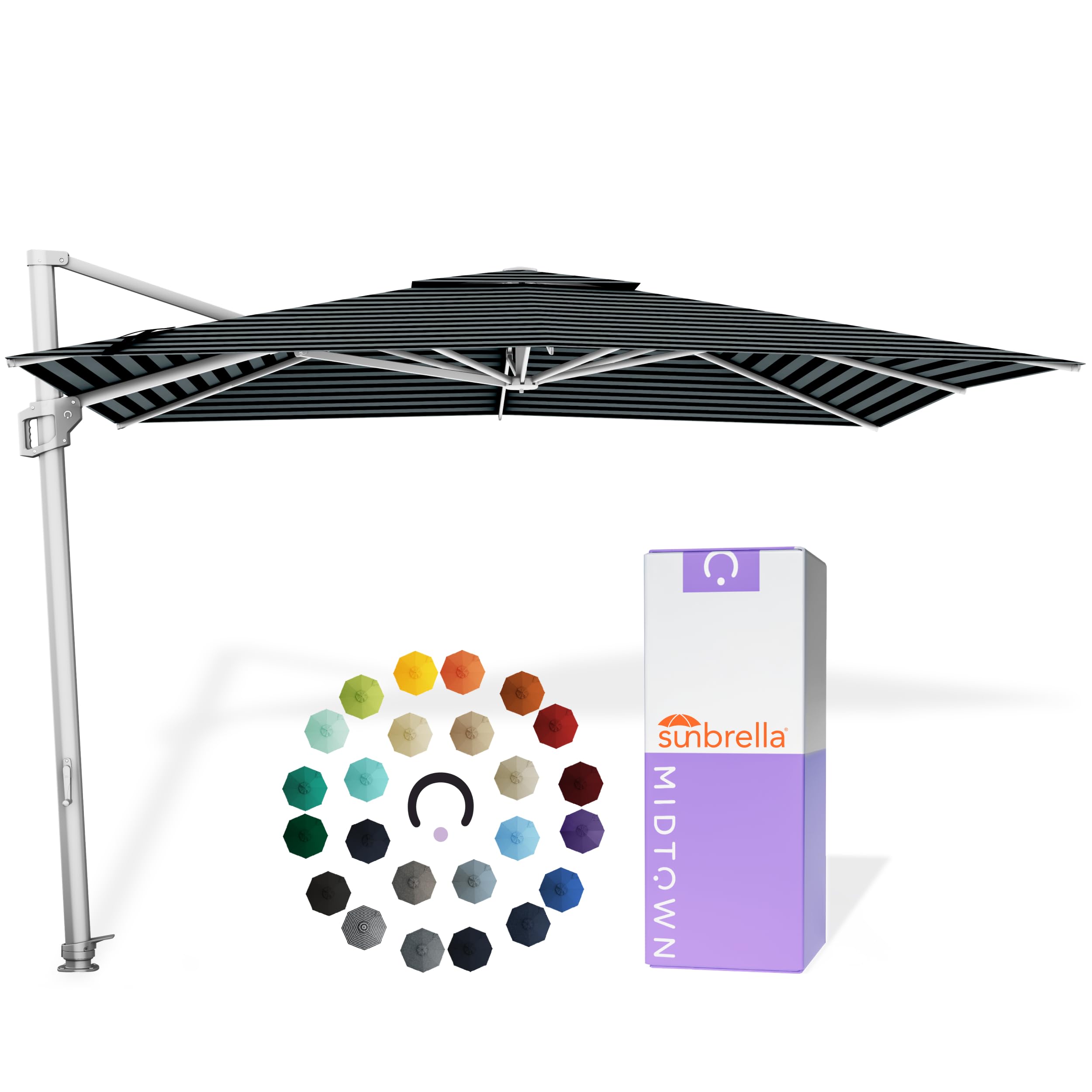 Midtown Umbrellas Grande Square - 9 x 9 Ft Cantilever Umbrella