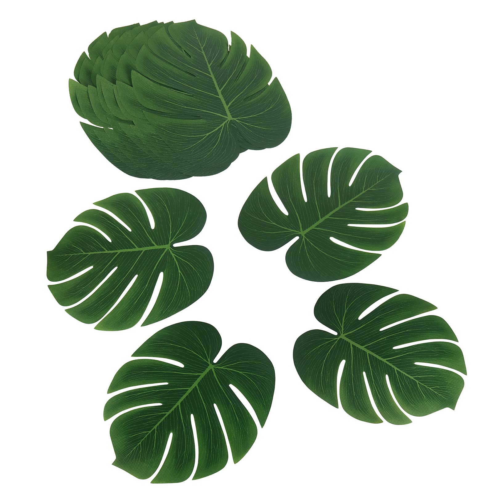 Feuilles De Palmier Artificielles Lot De 50 - 5 Tailles, Vert Tropical - Pour Déco Fête, Anniversaire, Décoration Maison
