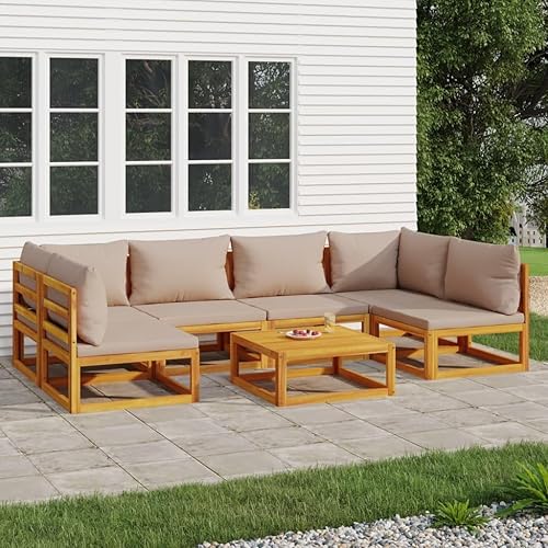 Miniatura 28 de 7-Piece Outdoor Patio Furniture Set with Green Cushions Solid Acacia Wood Modular Conversation Set for Backyard Balcony Porch Green/2x Corner + 4x