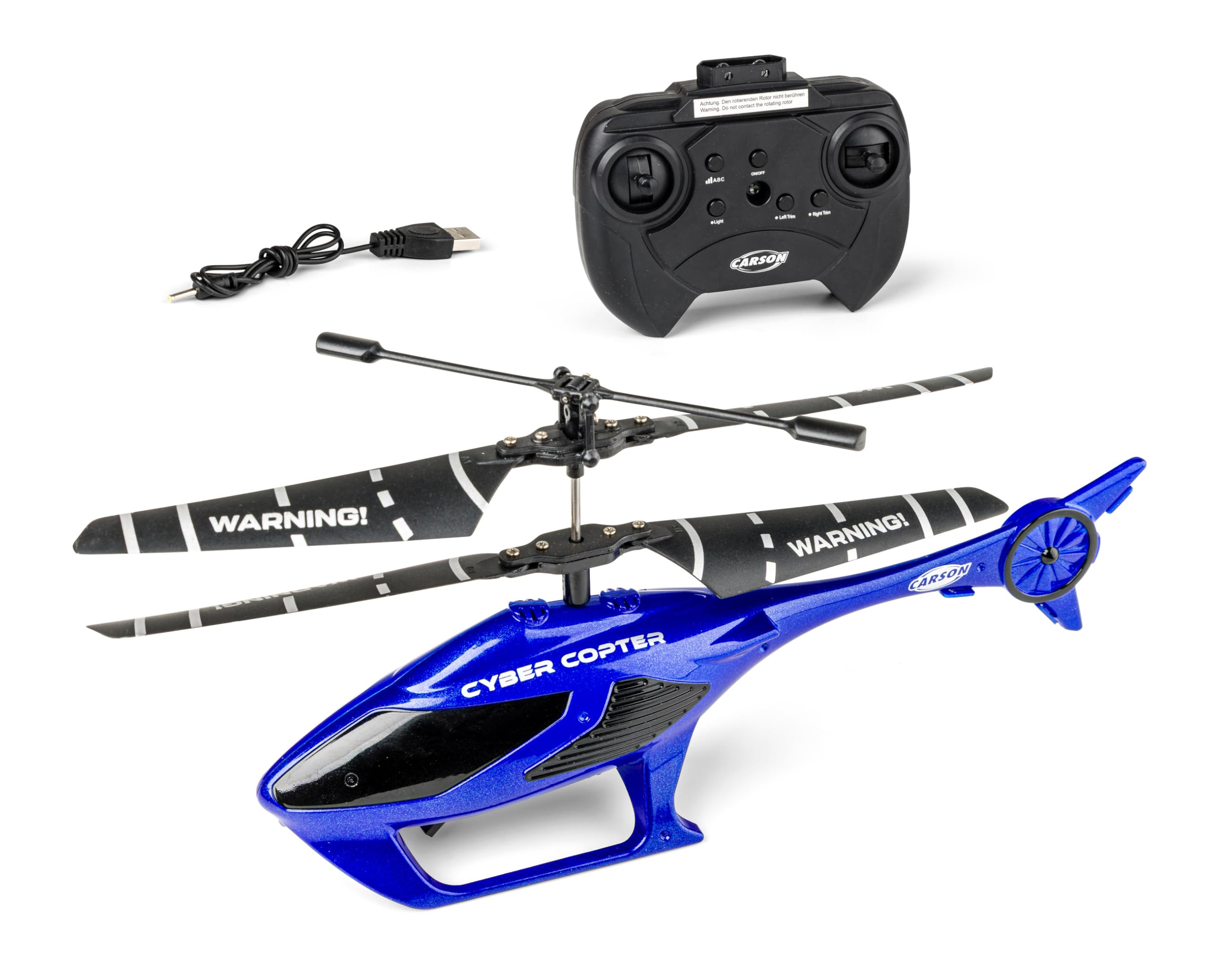 Carson Cyber Copter IR 2Ch RTF blu - Elicottero, per principianti, RC Heli, giocattolo telecomandato, telecomandato