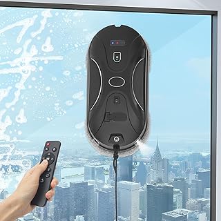 Automatischer Fensterputzroboter mit Fernbedienung 3000Pa Saugkraft Fensterreiniger Intelligente Kantenerkennung & UPS Schutz Fensterputzer Elektrisch mit 10 Lappen Für Glas , Fliesen , Spiegel