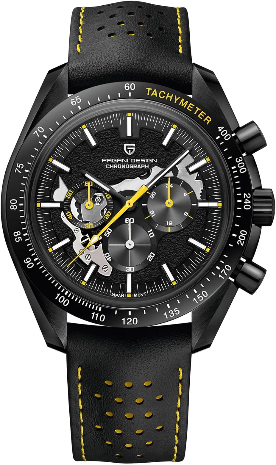 Pagani Design 1779 Men's Watch Fashion Chronograph Watches for Men Frosted Dial VK63 Movement Leather Band 100M Waterproof Casual Sports Quartz Wristwatch