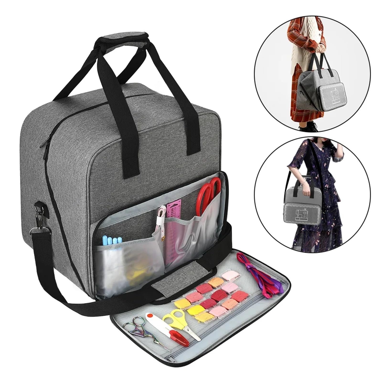 Bolsa de Gran Capacidad for máquina Coser, portátil, for Viaje, for Guardar Hilo, Organizador for el hogar, Accesorios(Gray)