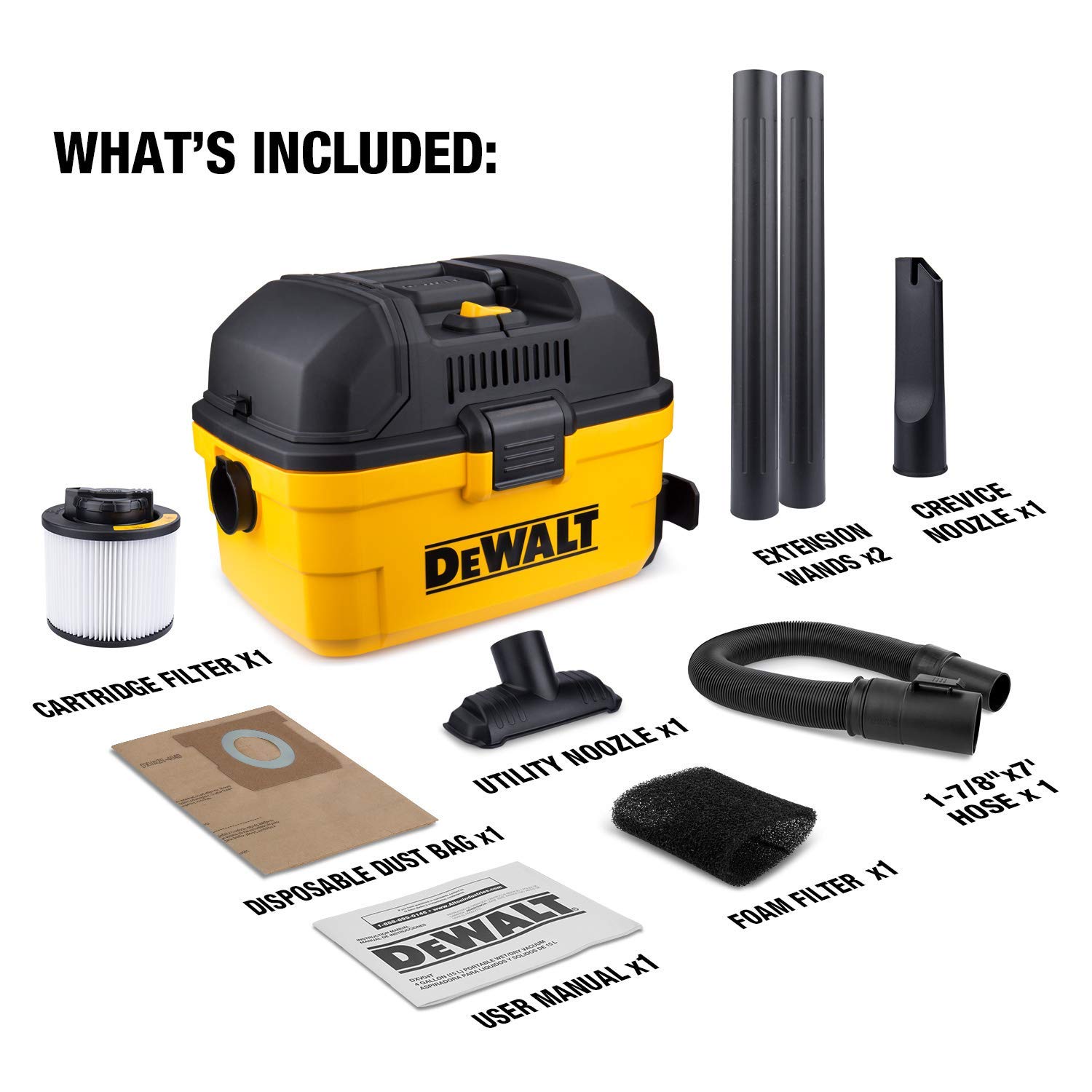 Amazon.com: DEWALT DXV04T Portable 4 gallon Wet/Dry Vaccum, Yellow