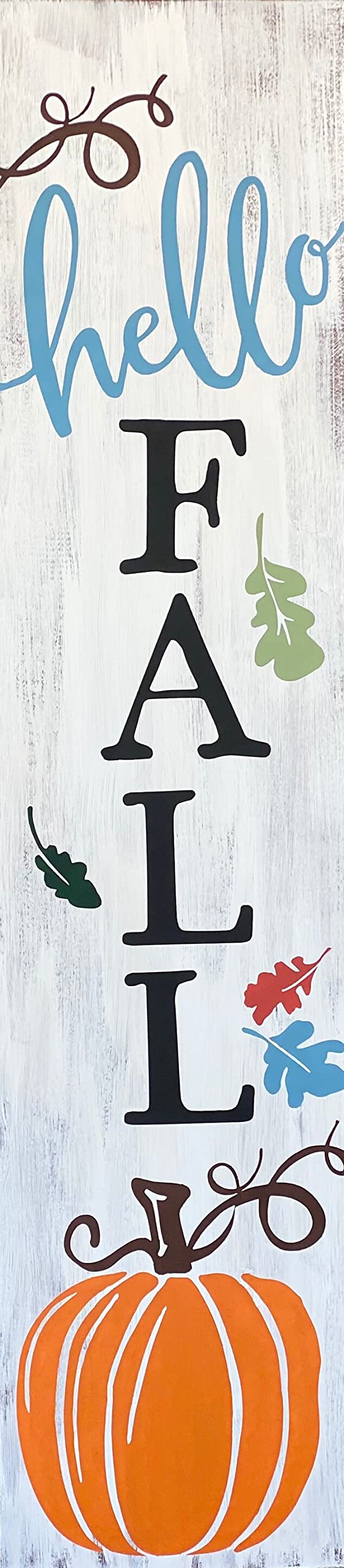 HOUVSSEN Hello Fall Porch Sign, Halloween, Fall, Thanksgiving Wood Porch Sign and Decor. Metal Tin Signs & Sayings Home Decor Farmhouse 4x16 in