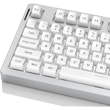 White Jelly Shine Through Keycaps,Custom 132 Keys OEM Profile,Cute Keycaps