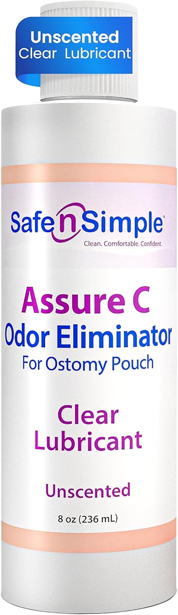 Safe n' Simple Assure C - Clear Lubricating Ostomy Pouch Deodorant - Colostomy Bag Odor Eliminator - Colostomy Deodorizer Lubricant - 8 Fluid Ounce Drops