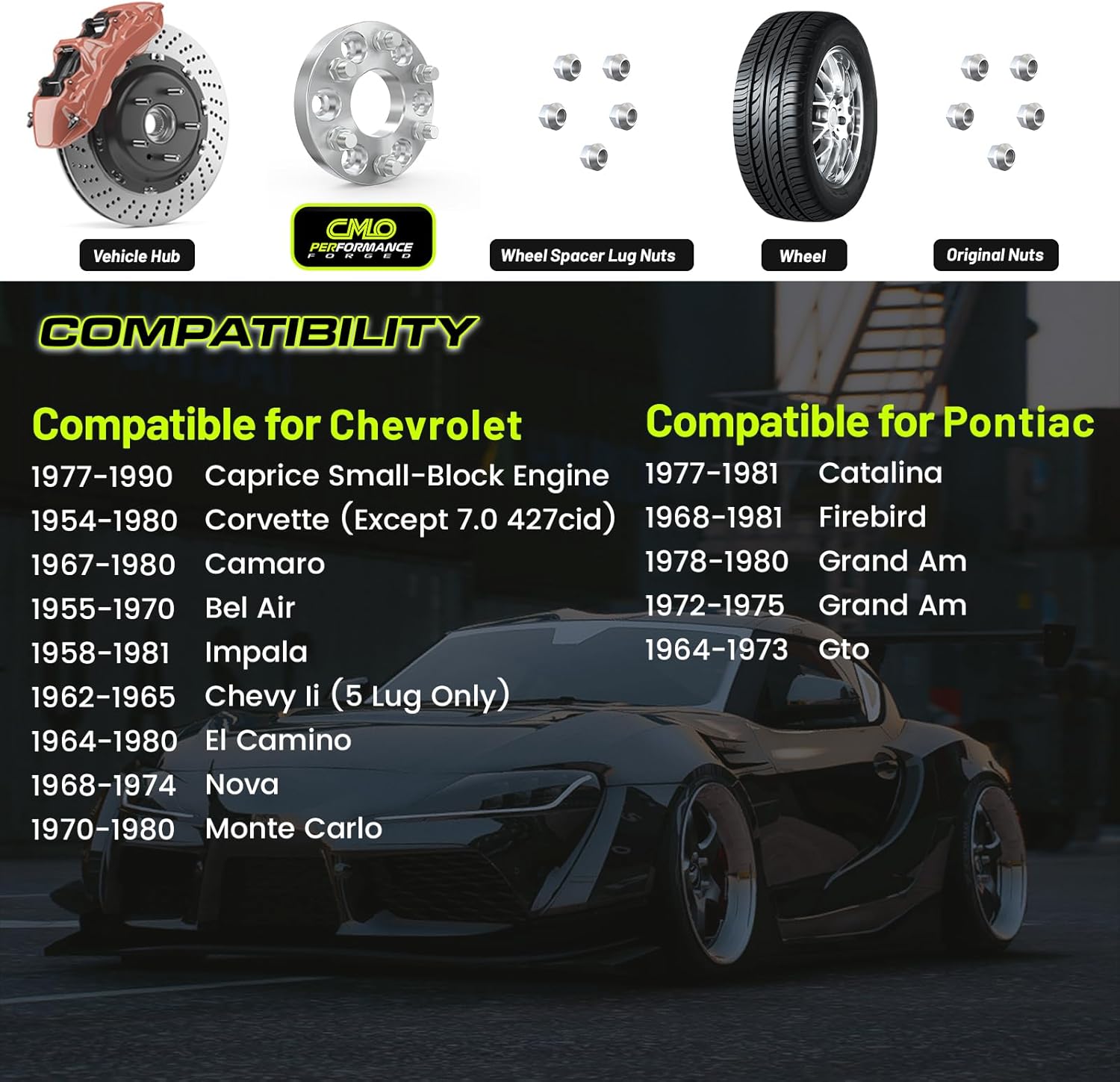 Customadeonly Forged 20mm (0.8 Inch) 5x4.75 Wheel Spacers 2pc Set Compatible for Chevy Camaro, Chevelle, Nova, El Camino, Malibu (2pcs 70.6mm Bore, 7/16" Studs) Lug Centric - Image 4