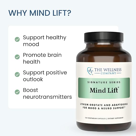 Mind Lift - Mood Boost, Mental Focus, Cognitive Defense - Lithium, GABA, DHA L-Phenylalanine | 120ct (2 Month Supply)